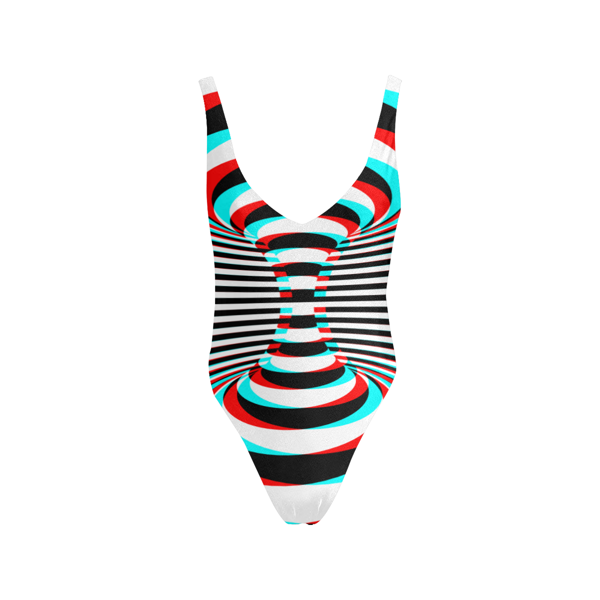 Optical Illusion Black and White 3D Stereoscopic Sexy Low Back One-Piece Swimsuit (Model S09)