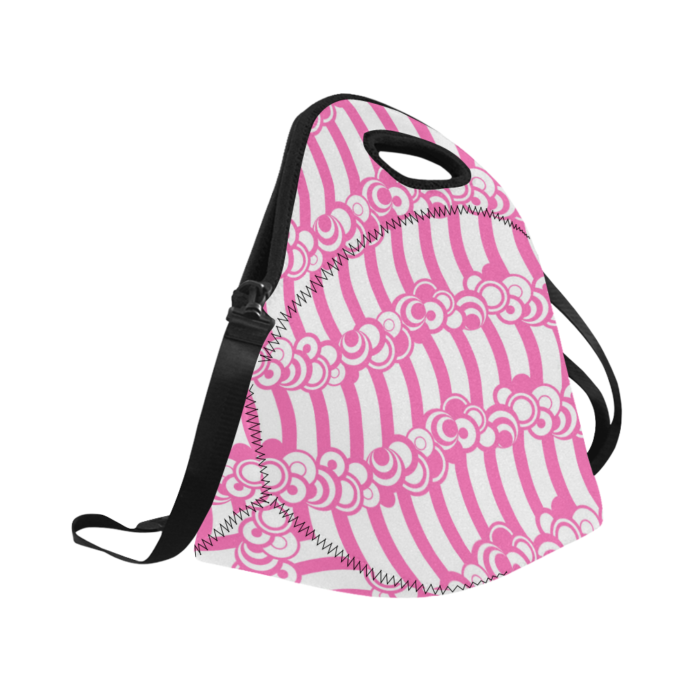 Cindy's Hot Pink Retro Waves Neoprene Lunch Bag/Large (Model 1669)