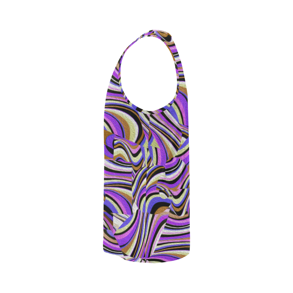 Groovy Retro Renewal - Purple Waves All Over Print Tank Top for Men (Model T43)