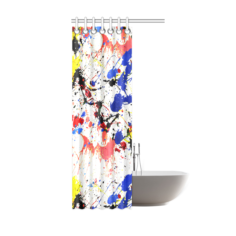 Blue and Red Paint Splatter Shower Curtain 36"x72"