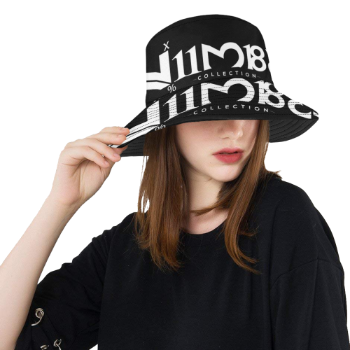 NUMBERS Collection LOGO Black/White All Over Print Bucket Hat