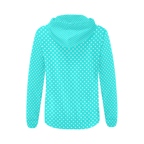 Baby blue polka dots All Over Print Full Zip Hoodie for Women (Model H14)