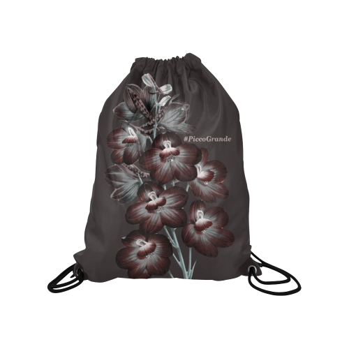 Stella dark floral Medium Drawstring Bag Model 1604 (Twin Sides) 13.8"(W) * 18.1"(H)