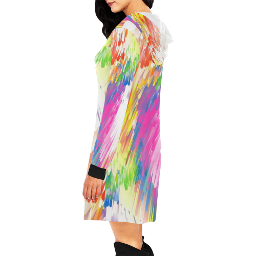 Colors by Nico Bielow All Over Print Hoodie Mini Dress (Model H27)