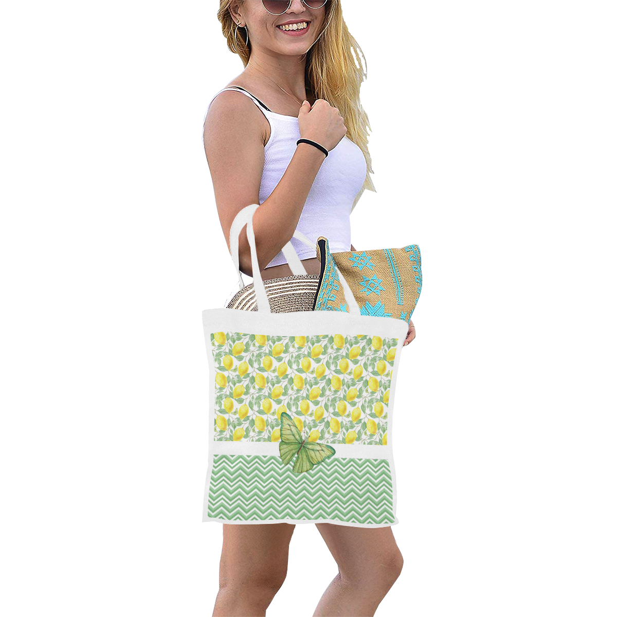 Butterfly And Lemons Canvas Tote Bag/Small (Model 1700)