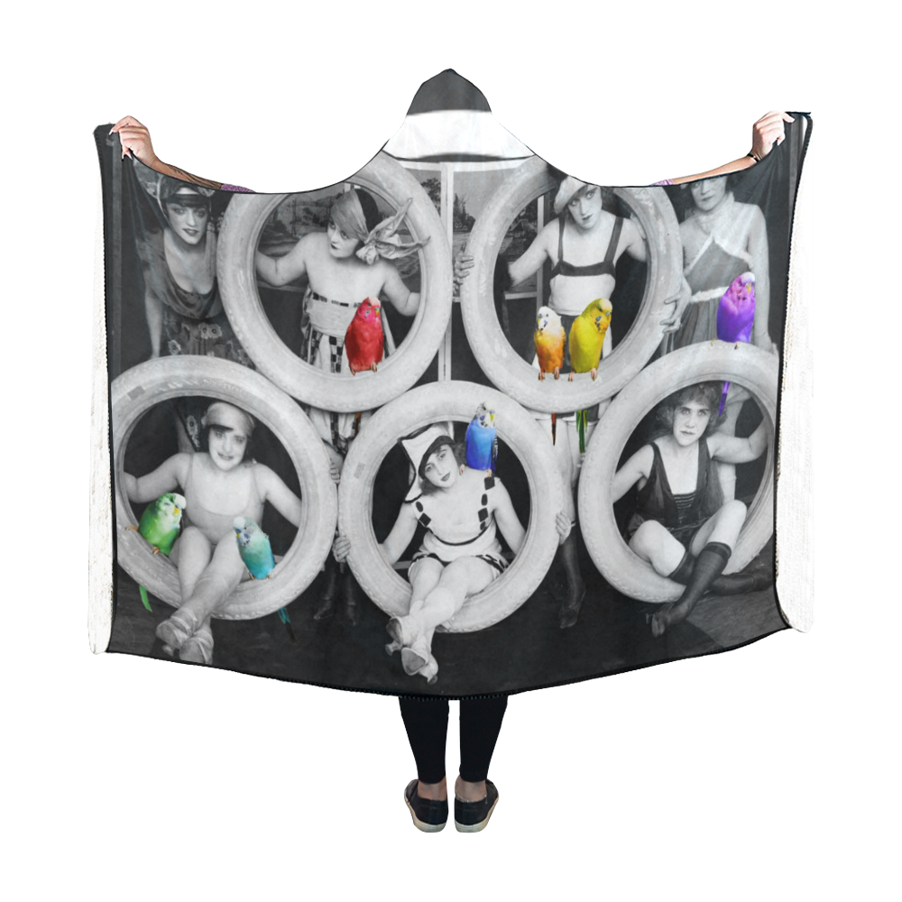 The Girls and Their Birds Hooded Blanket 60''x50''