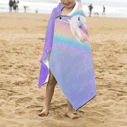 Unicorn and Rainbow Kids' Hooded Bath Towels