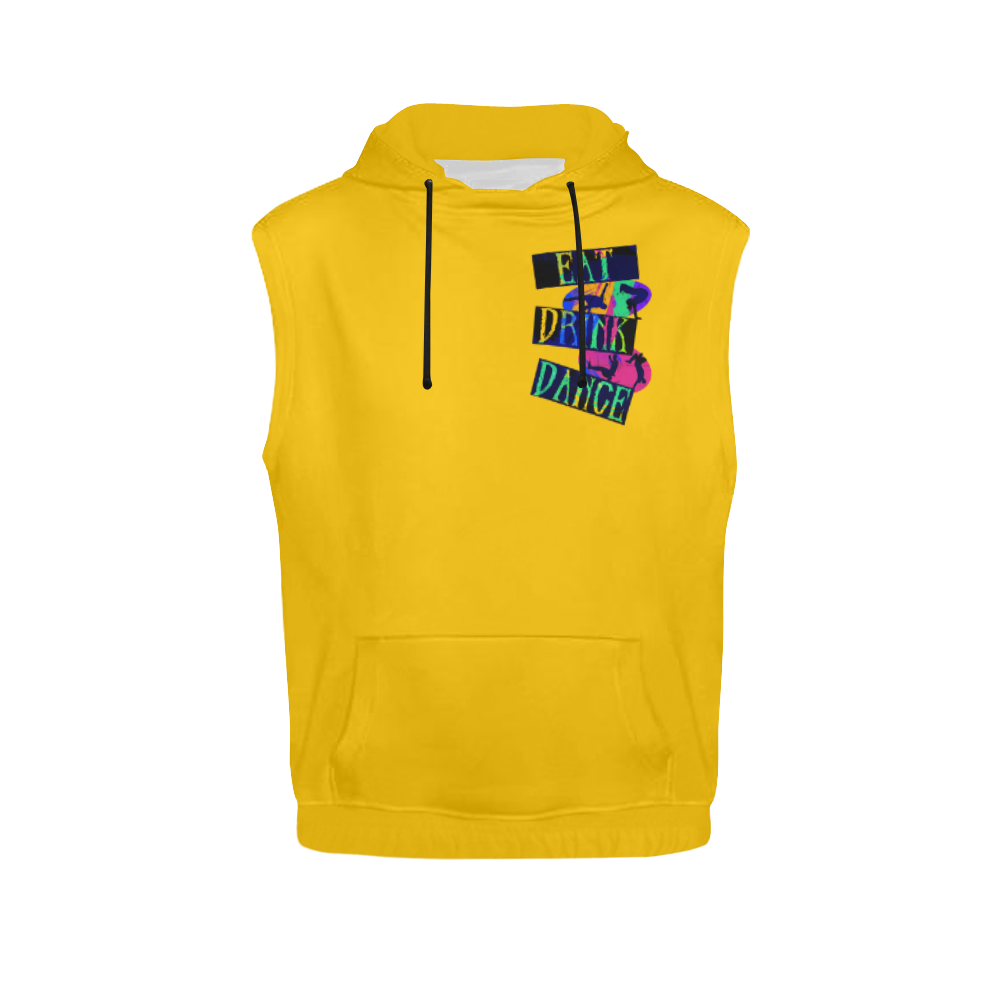 Break Dancing Colorful / Yellow All Over Print Sleeveless Hoodie for Women (Model H15)
