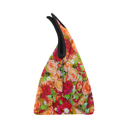 red flower Neoprene Lunch Bag/Small (Model 1669)