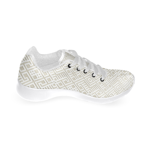 White 3D Geometric Pattern Men’s Running Shoes (Model 020)