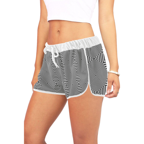 Striped geometric pattern White Edging Version Women's All Over Print Relaxed Shorts (Model L19)