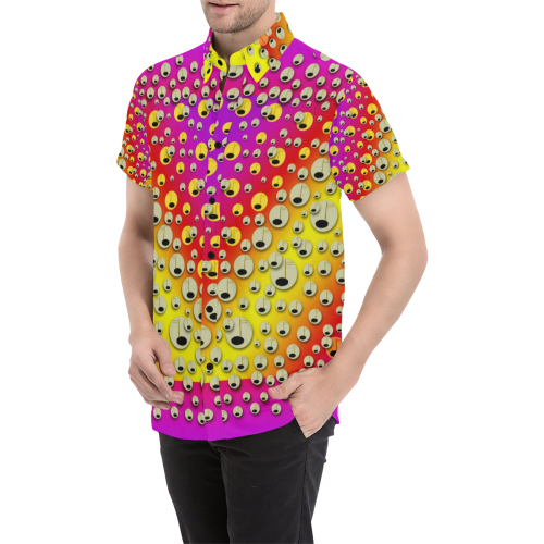 festive music tribute in rainbows Men's All Over Print Short Sleeve Shirt/Large Size (Model T53)