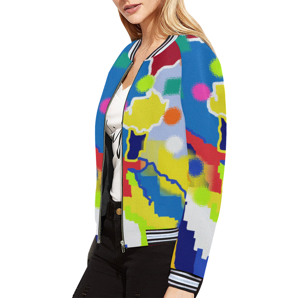 CONFETTI NIGHTS 4 All Over Print Bomber Jacket for Women (Model H21)