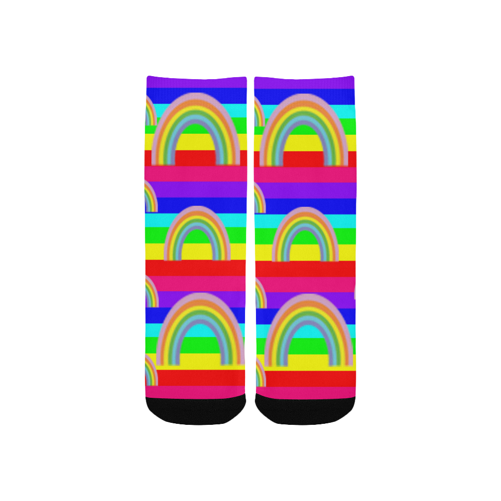 rainbowsspatternsstripeskidssocks Custom Socks for Kids