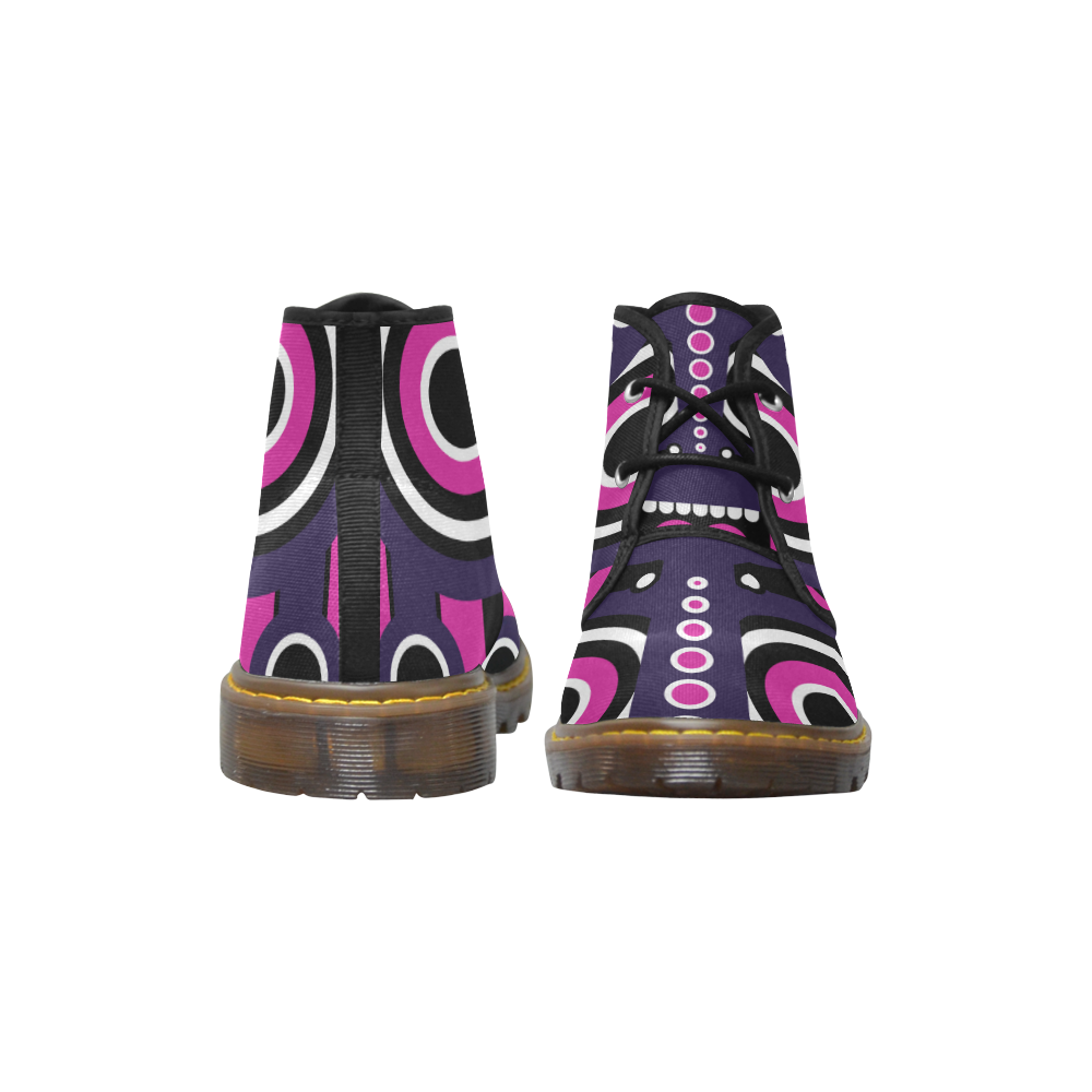 Pink Purple Tiki Tribal Men's Canvas Chukka Boots (Model 2402-1)