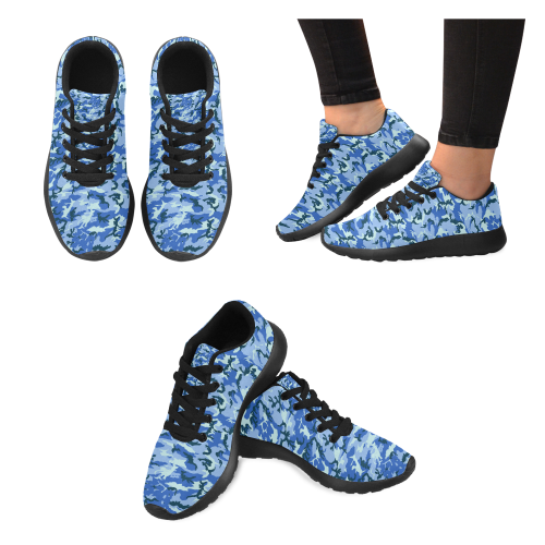 Woodland Blue Camouflage Women's Running Shoes/Large Size (Model 020)