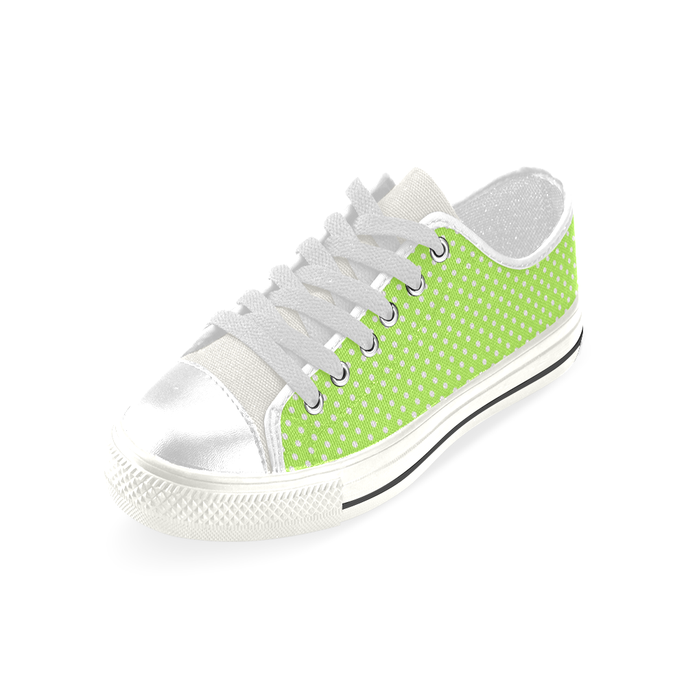 Mint green polka dots Low Top Canvas Shoes for Kid (Model 018)
