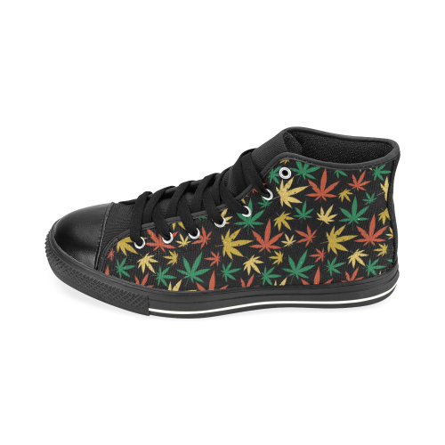 Cannabis Pattern High Top Canvas Women's Shoes/Large Size (Model 017)