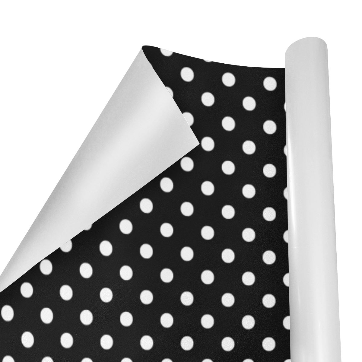 White Polka Dots on Black Gift Wrapping Paper 58"x 23" (3 Rolls)