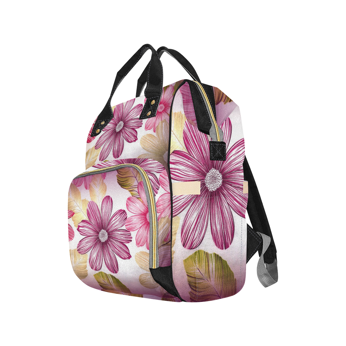 Garden Flowers Multi-Function Diaper Backpack/Diaper Bag (Model 1688)