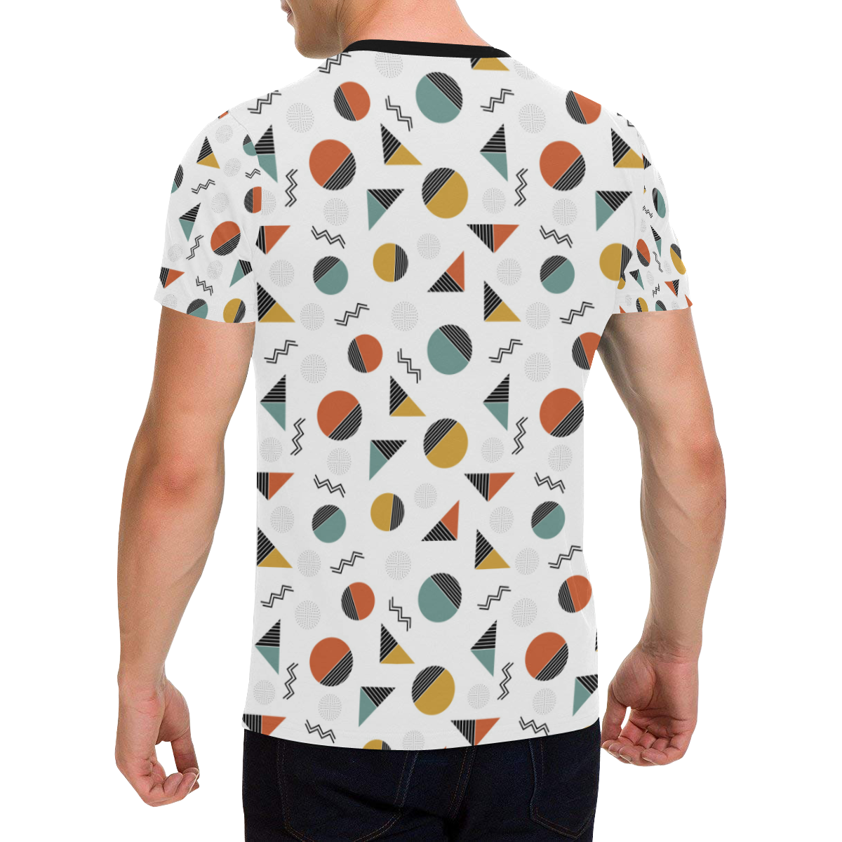 Geo Cutting Shapes Men's All Over Print T-Shirt with Chest Pocket (Model T56)