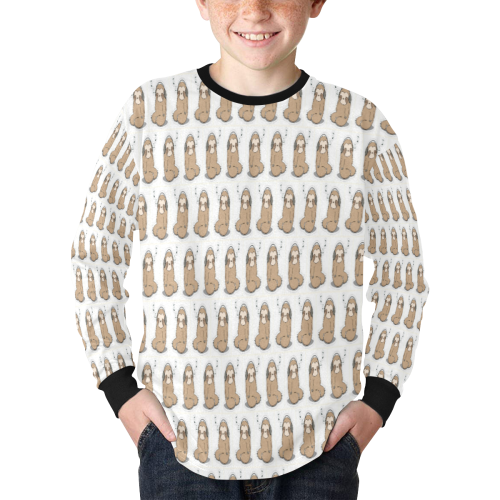 slots Kids' Rib Cuff Long Sleeve T-shirt (Model T64)