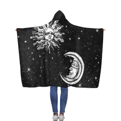 Mystic Stars, Moon and Sun Flannel Hooded Blanket 50''x60''