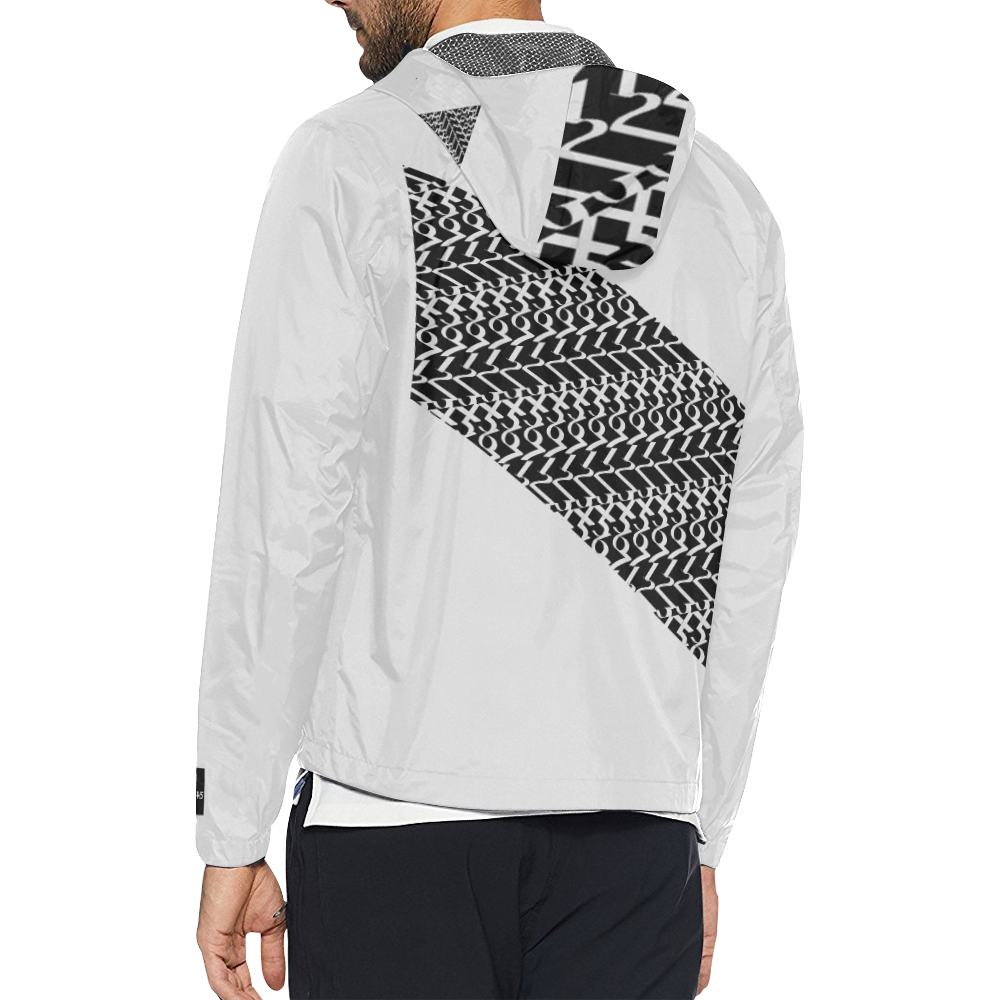 NUMBERS Collection 1234567 "Flag" White/Black Unisex All Over Print Windbreaker (Model H23)