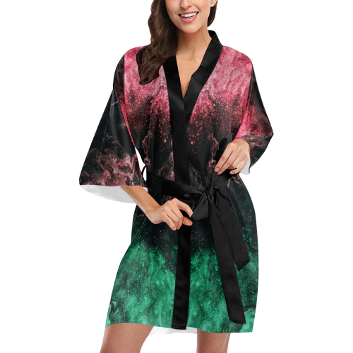 Galaxy Swirl Green Pink. Kimono Robe