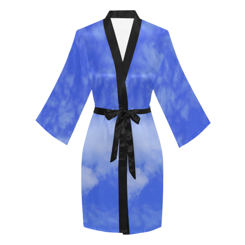 Blue Clouds Long Sleeve Kimono Robe