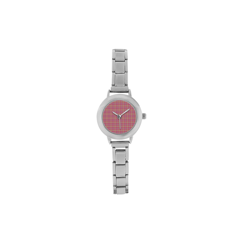 Pink Purple Plaid Women's Italian Charm Watch(Model 107)