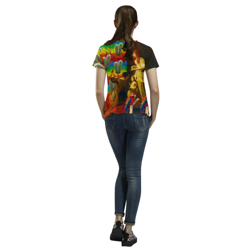 AND THIS, IS THE RAINBOW BRUSH CACTUS. II All Over Print T-Shirt for Women (USA Size) (Model T40)