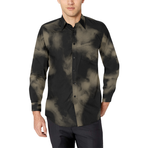 Dusk - black and beige smokey pattern Men's All Over Print Casual Dress Shirt (Model T61)