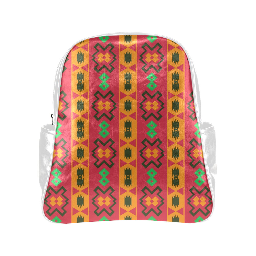 Tribal shapes in retro colors (2) Multi-Pockets Backpack (Model 1636)