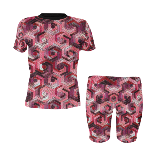 Pattern Factory 23 red by JamColors Women's Short Yoga Set