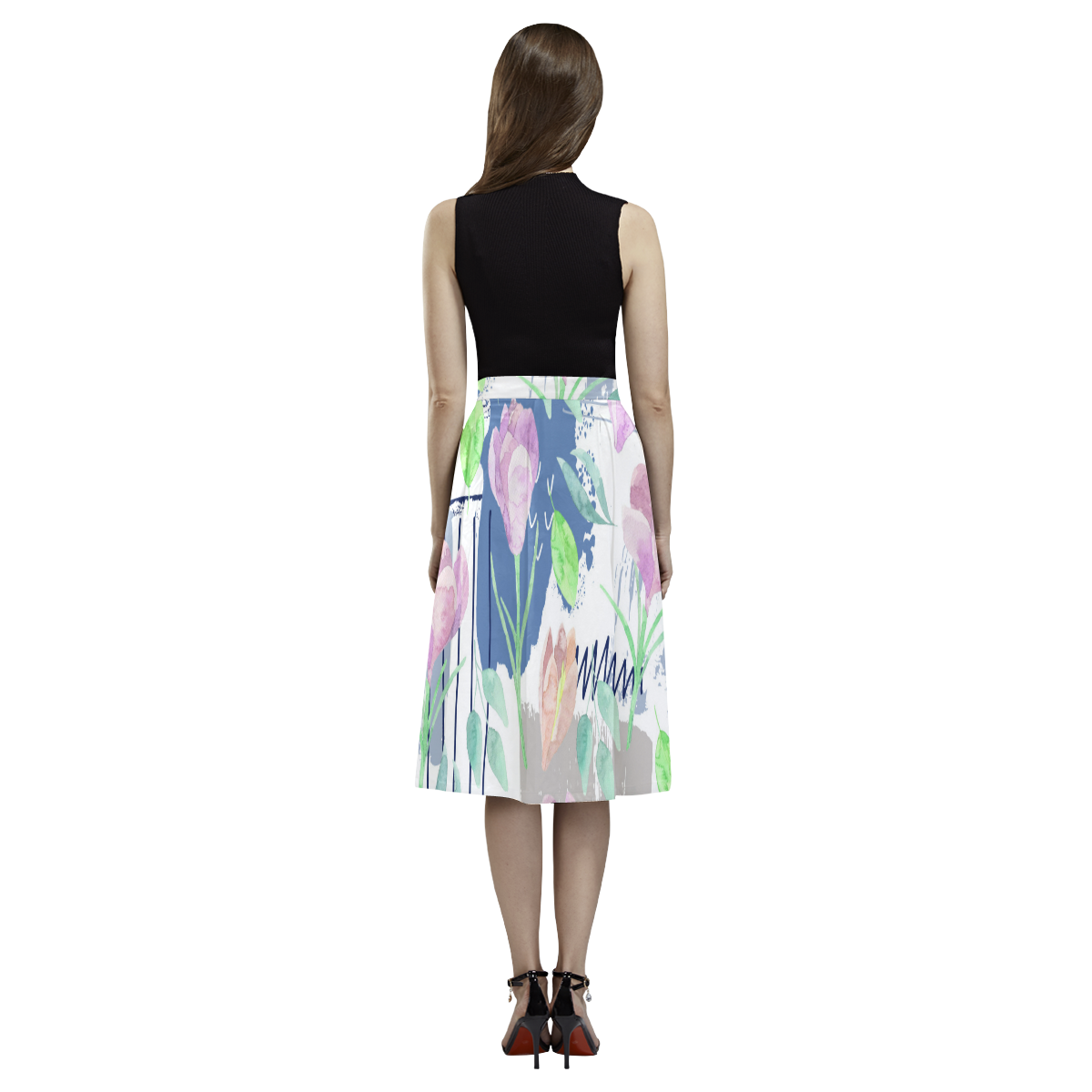 Flower pattern c Aoede Crepe Skirt (Model D16)