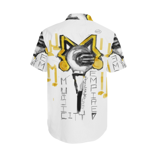 mce logo botton up Men's Short Sleeve Shirt with Lapel Collar (Model T54)
