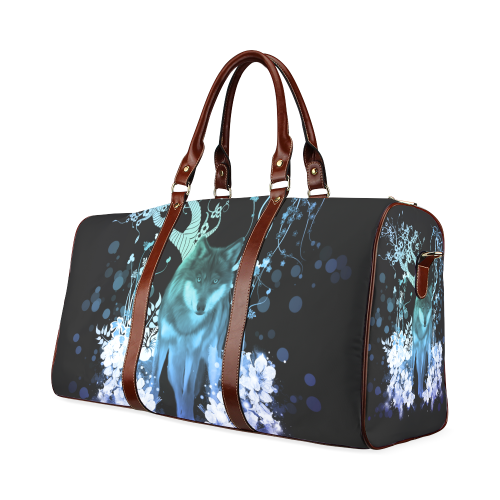 Awesome wolf with flowers Waterproof Travel Bag/Small (Model 1639)