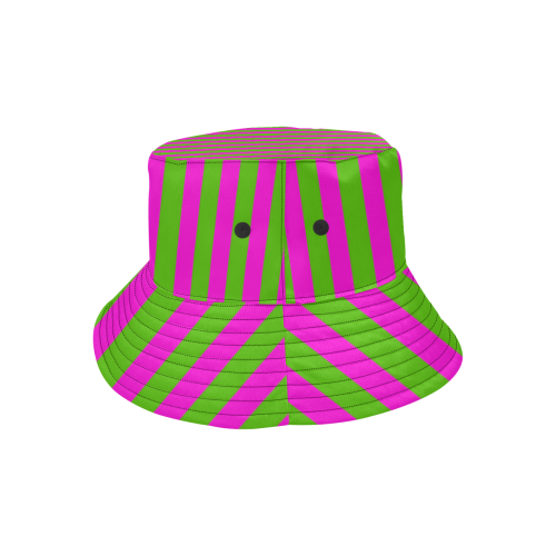 Pink Green Stripes All Over Print Bucket Hat