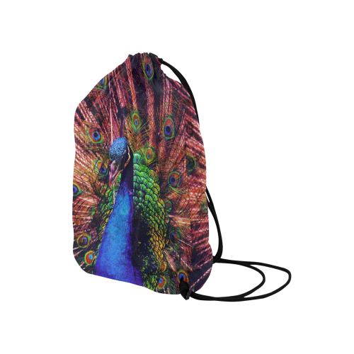 Impressionist Peacock Medium Drawstring Bag Model 1604 (Twin Sides) 13.8"(W) * 18.1"(H)