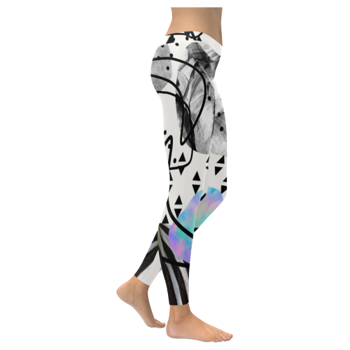 minimal art Women's Low Rise Leggings (Invisible Stitch) (Model L05)