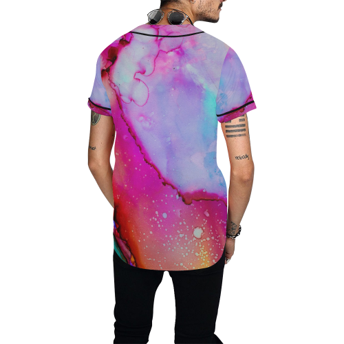 Red purple green ink All Over Print Baseball Jersey for Men (Model T50)