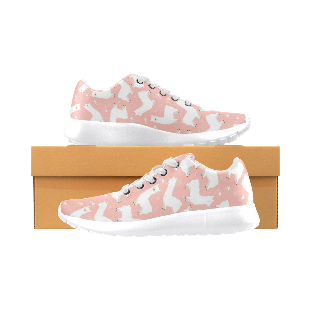 Pink Llama Pattern Men’s Running Shoes (Model 020)