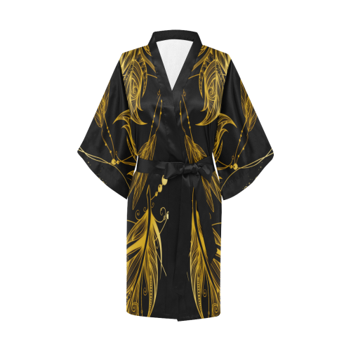 Gold Feathers Kimono Robe