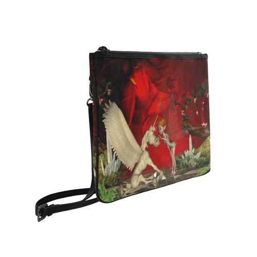 Cute little fairy and pegasus Slim Clutch Bag (Model 1668)