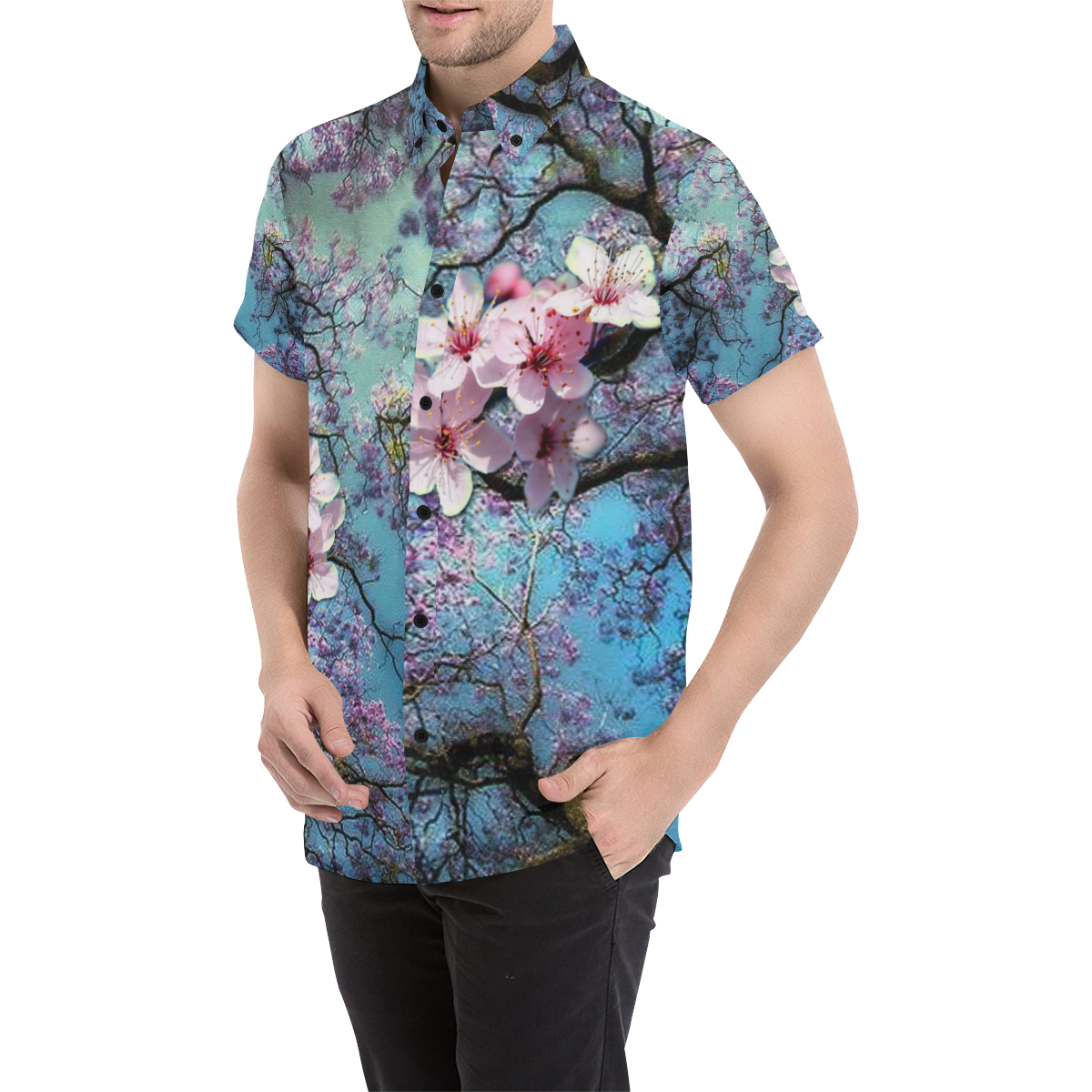 Cherry blossomL Men's All Over Print Short Sleeve Shirt (Model T53)