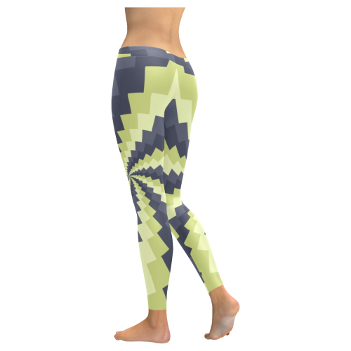 Wave spiral Women's Low Rise Leggings (Invisible Stitch) (Model L05)