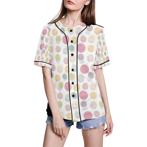 Colorful Cupcakes All Over Print Baseball Jersey for Women (Model T50)