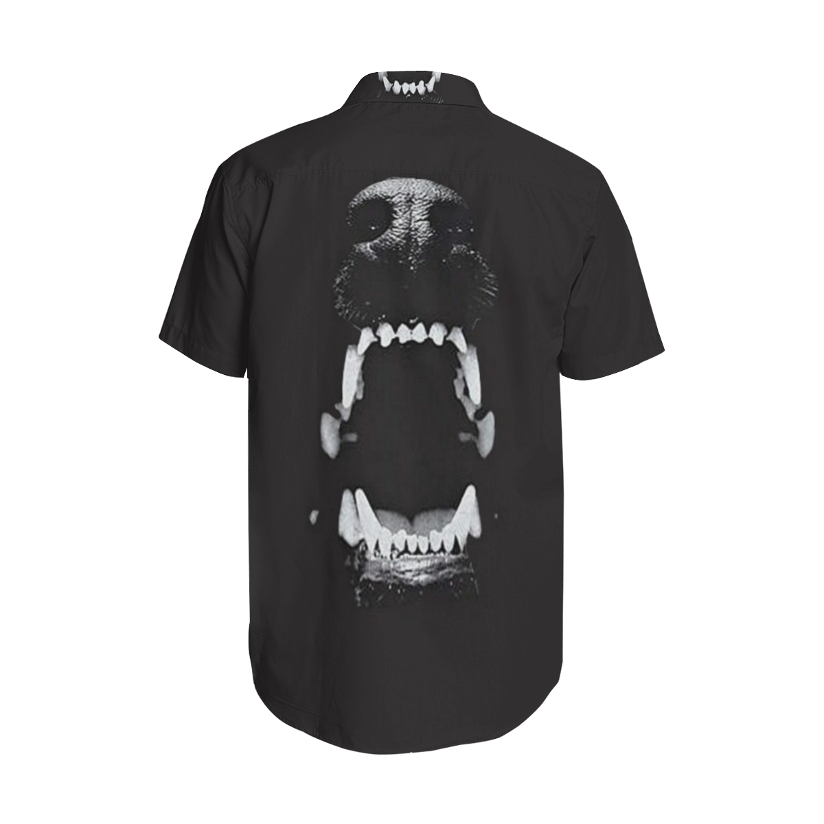 Hell Hound Gothic Underground Satin Dress Shirt Men's Short Sleeve Shirt with Lapel Collar (Model T54)
