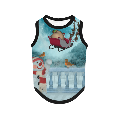 Funny snowman with Santa Claus All Over Print Pet Tank Top